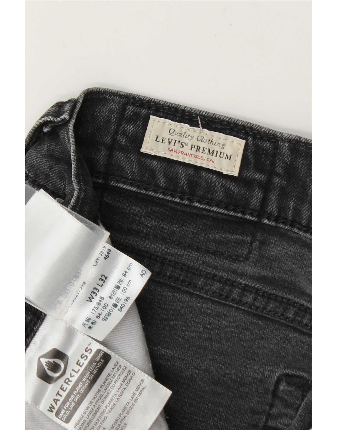 Jeans slim da uomo Levi's W33 L32 cotone grigio
