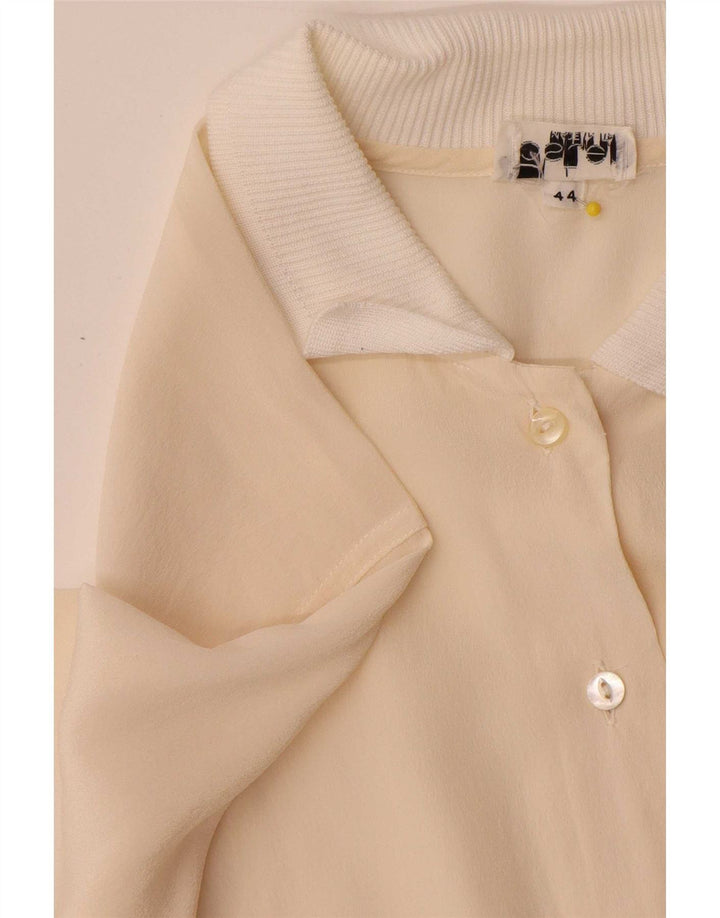 Camicia pullover vintage da donna IT 44 color block bianco sporco medio