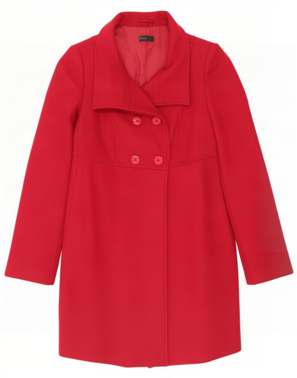 Cappotto Doppiopetto Donna Benetton IT 42 Rosso Medio Lana