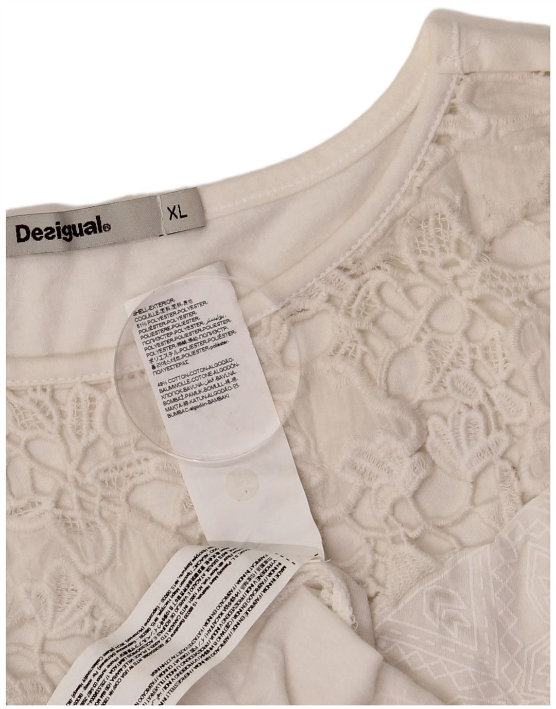 Desigual Camicetta senza maniche da donna Top UK 18 XL Poliestere floreale bianco