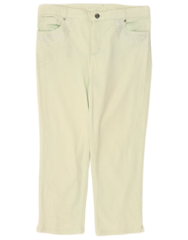 Jeans Capri a vita alta da donna Marks & Spencer UK 14 Large W32 L22 Turchese