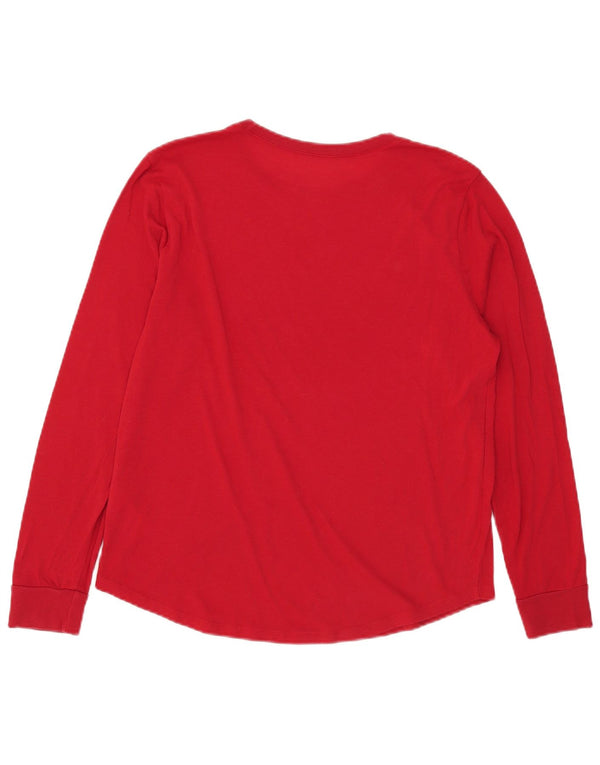 Top Hollister da uomo con grafica a maniche lunghe in cotone rosso piccolo