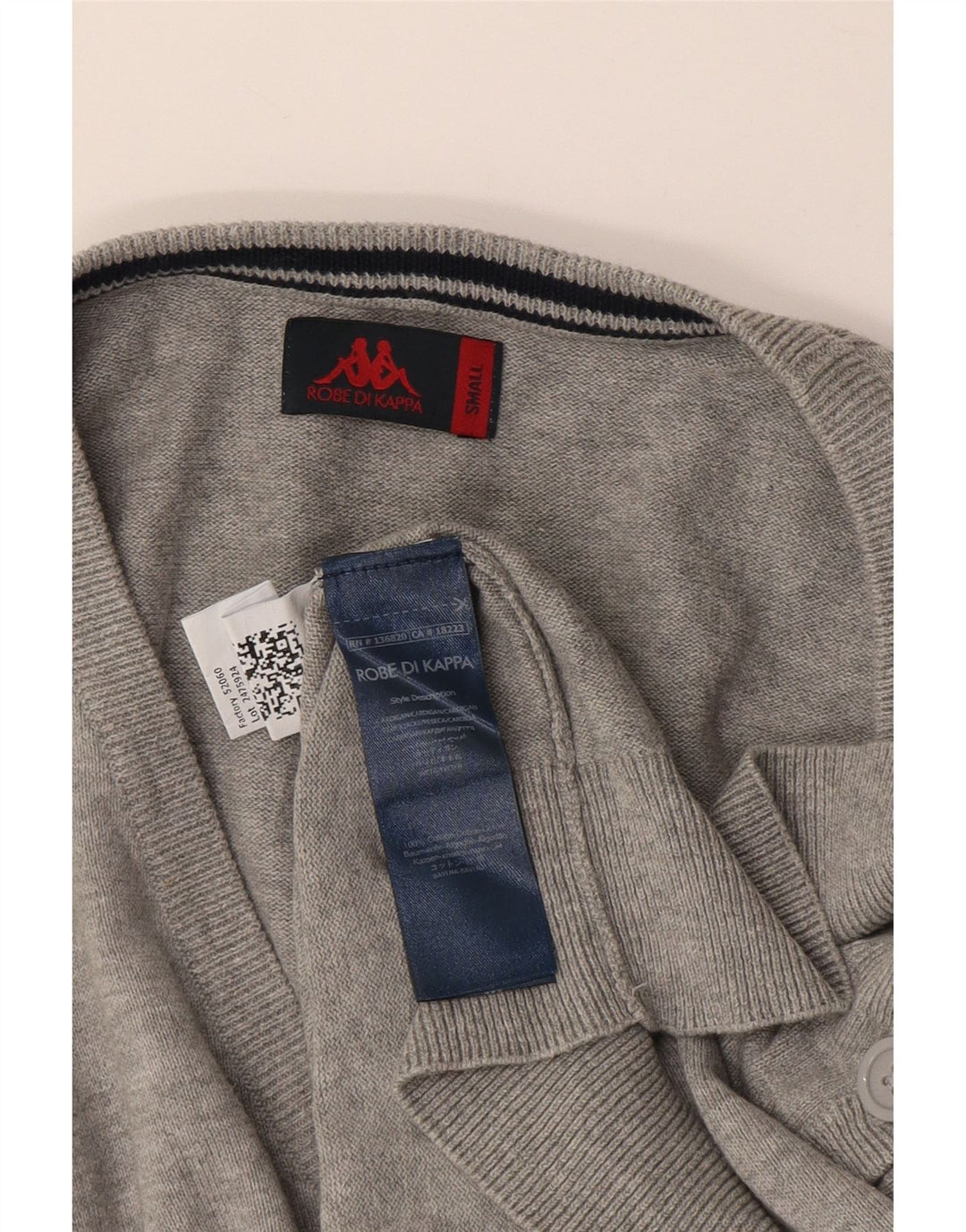 Maglione cardigan da uomo Kappa piccolo in cotone screziato grigio