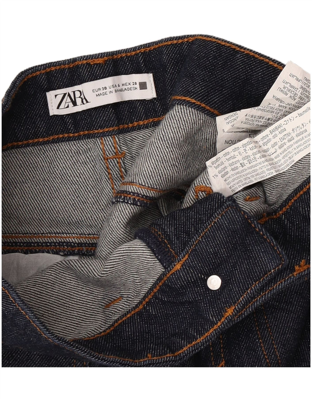 Pantaloncini di jeans da donna Zara EU 38 piccoli W28 cotone blu navy