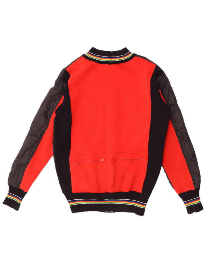 Giubbotto bomber vintage da donna UK 14 grande in lana color block nero
