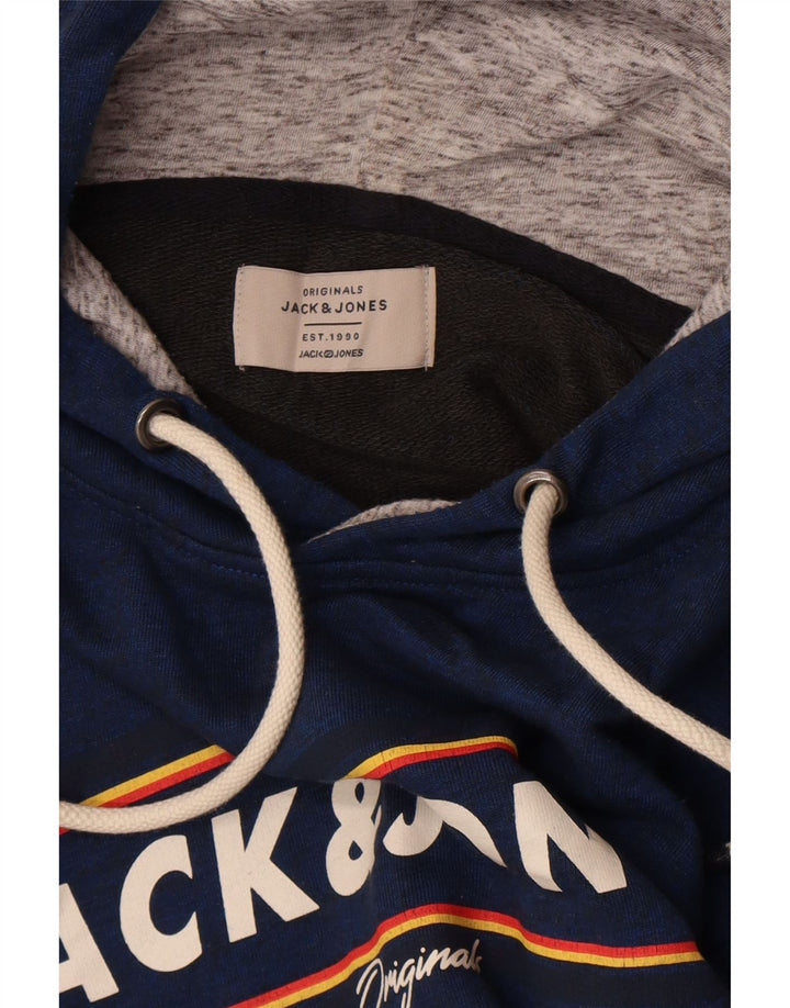 JACK & JONES Felpa con cappuccio grafica da uomo grande blu