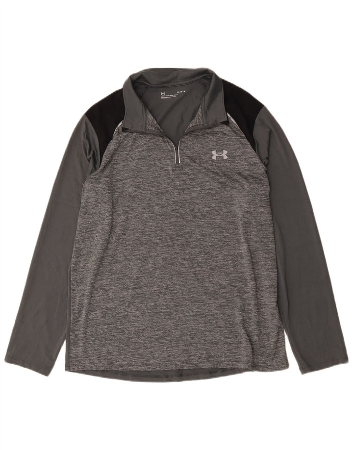 Under Armour Uomo Pullover con zip Collo della tuta Top Large Grigio Colourblock