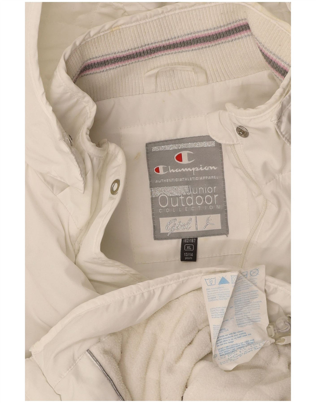 Giacca a vento con cappuccio per ragazze CHAMPION 13-14 anni XL poliestere bianco