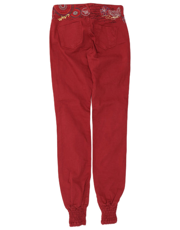 Desigual Donna Graphic Joggers Pantaloni Casual W28 L34 Rosso Floreale