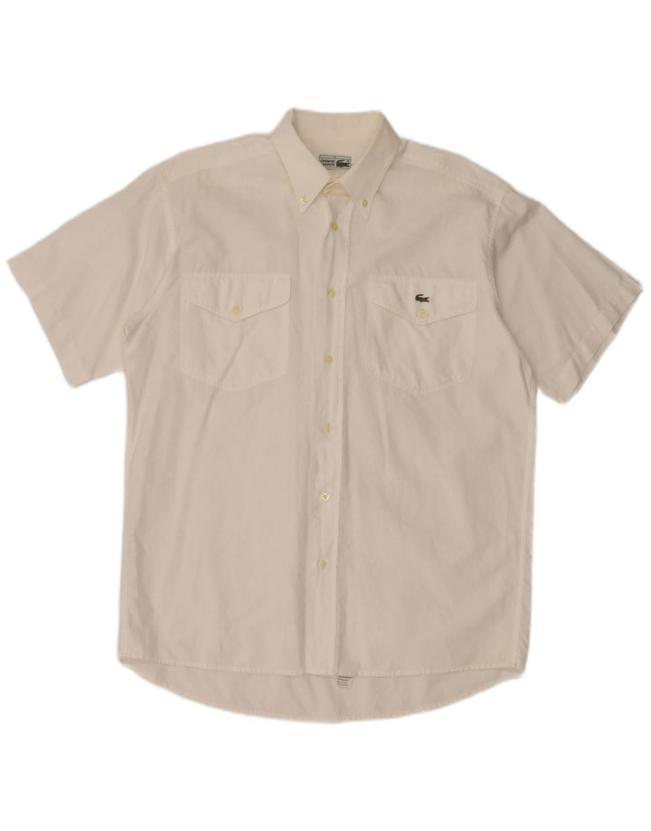 Camicia a maniche corte da uomo Lacoste taglia 40 cotone bianco medio