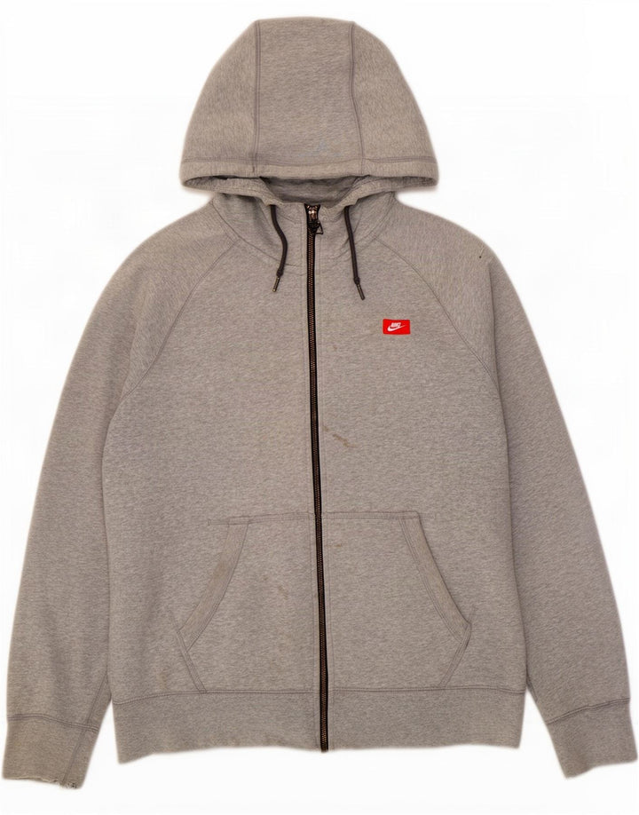 Felpa con cappuccio e zip grafica Nike da uomo, grande, in cotone grigio