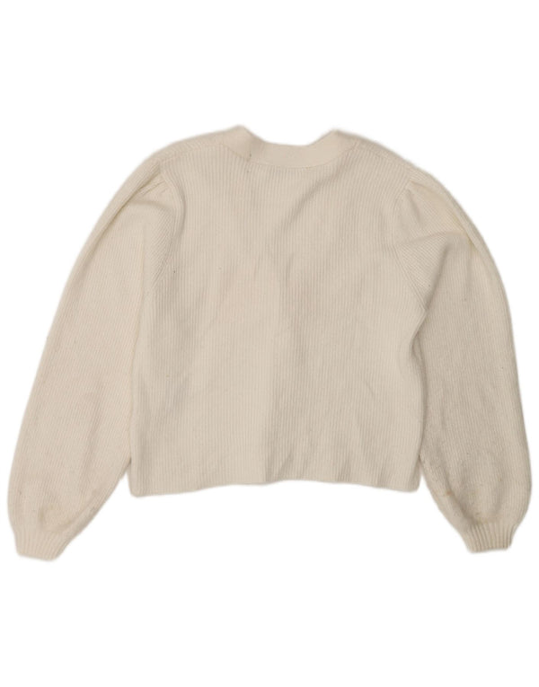 Zara Womens Cardigan Sweater UK 12 Medium White Viscose