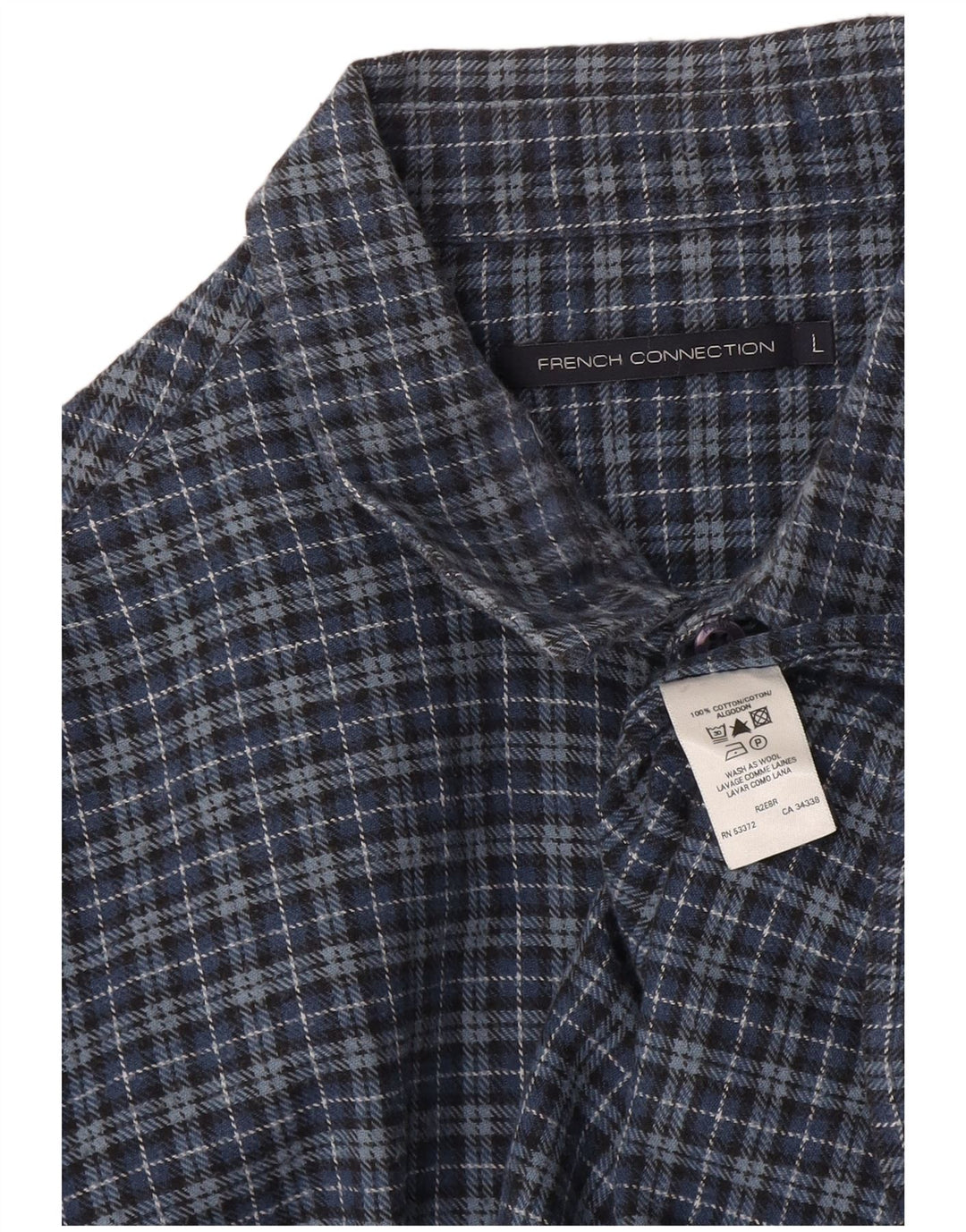 Camicia da uomo in flanella French Connection grande cotone a quadri blu navy