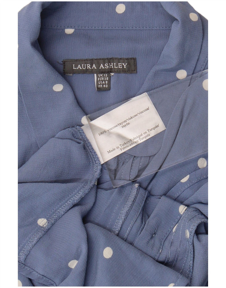 LAURA ASHLEY Camicia a maniche corte da donna Camicetta UK 12 Blu medio maculato