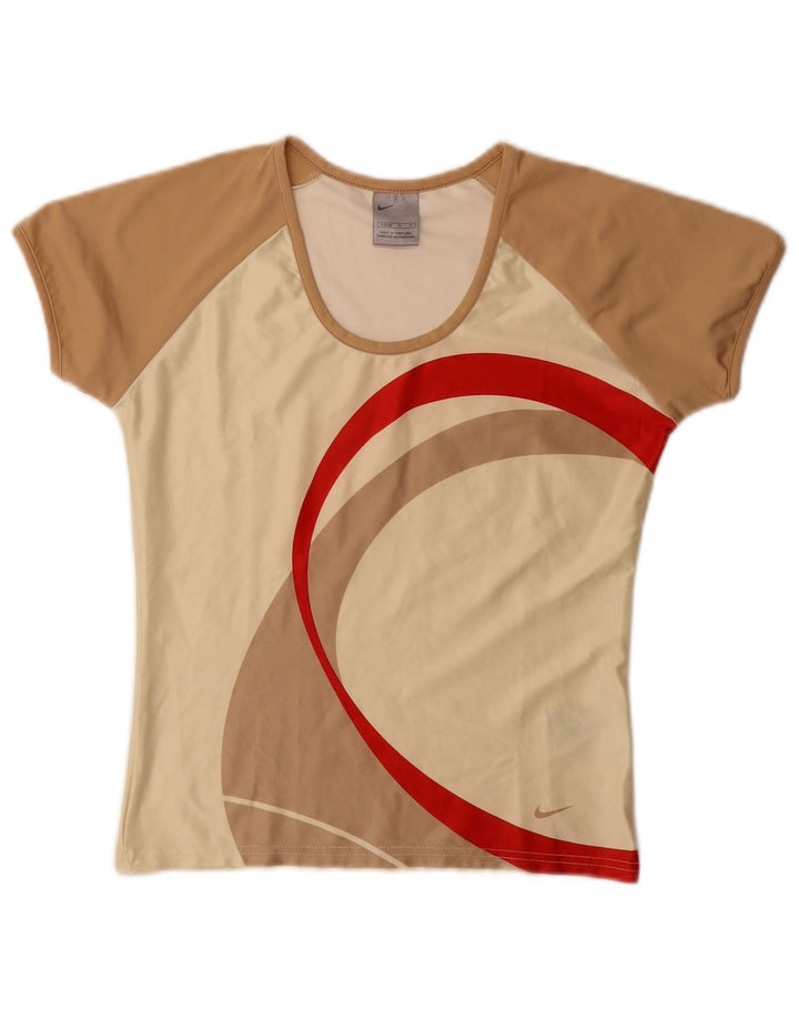 T-shirt Nike da donna Top US 8/10 poliestere color block beige medio