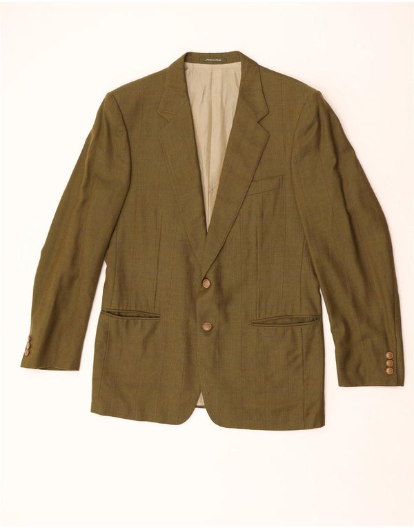 Giacca blazer da uomo a 2 bottoni Yves Saint Laurent IT 50 grande quadri verdi