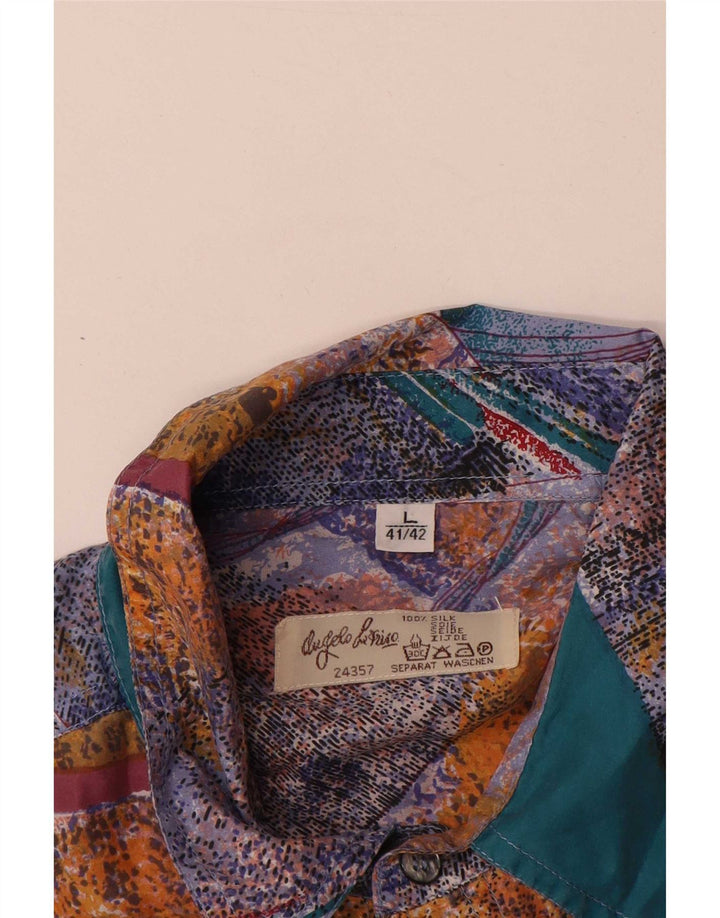 Angelo Litrico Camicia da uomo con motivo astratto taglia 41/42 grande multicolore