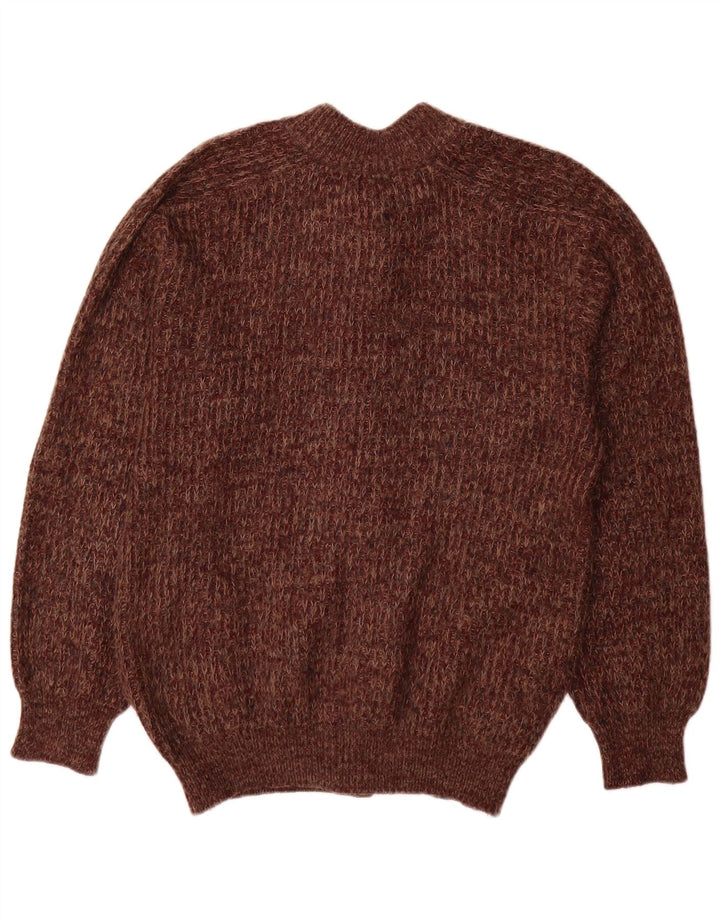 Maglione cardigan da uomo vintage IT 52 grande lana screziata bordeaux