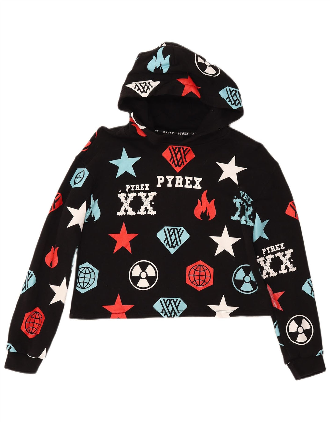 PYREX Maglione con cappuccio grafico per ragazze 11-12 anni XL Nero geometrico