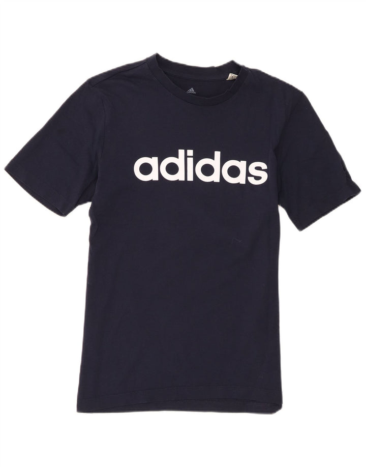 T-shirt grafica da uomo Adidas Top Small in cotone blu navy