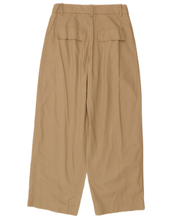 Pantaloni chino larghi a vita alta da donna Zara piccoli W26 L28 in cotone beige