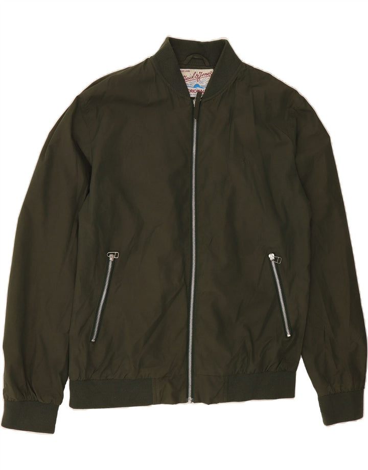 JACK & JONES Mens Bomber Jacket UK 38 Medium Khaki Vintage Jack & Jones and Second-Hand Jack & Jones from Messina Hembry 