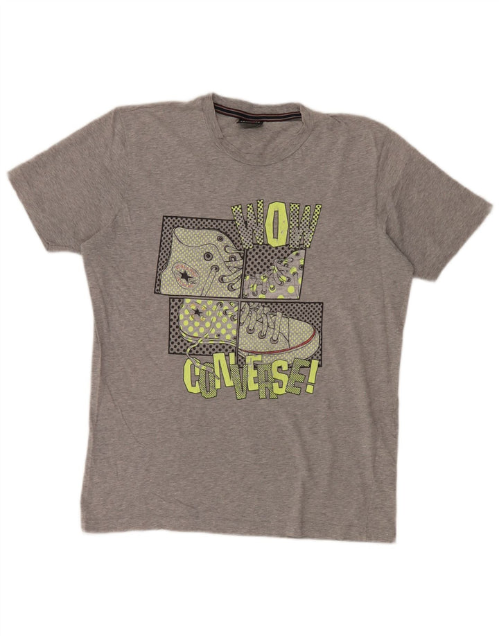 T-shirt grafica da uomo Converse Top XL in cotone chiazzato grigio