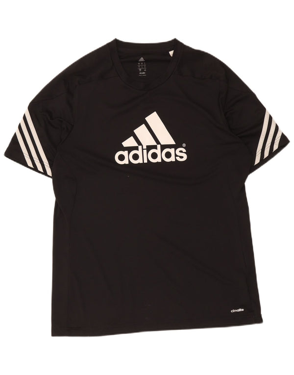 T-shirt grafica da uomo Adidas Top grande sportiva in poliestere nero