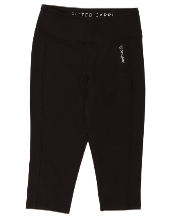Leggings Reebok Donna Capri UK 8/10 Small Nero Poliestere