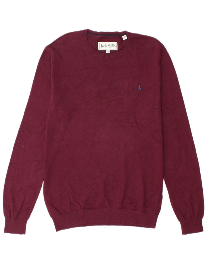 Maglione maglione girocollo da uomo Jack Wills in cotone bordeaux medio
