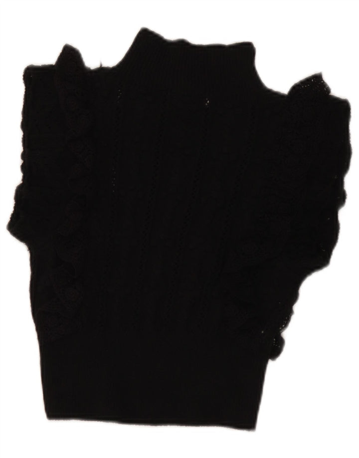 Top corto da donna Zara in camicetta UK 8 piccolo poliestere nero