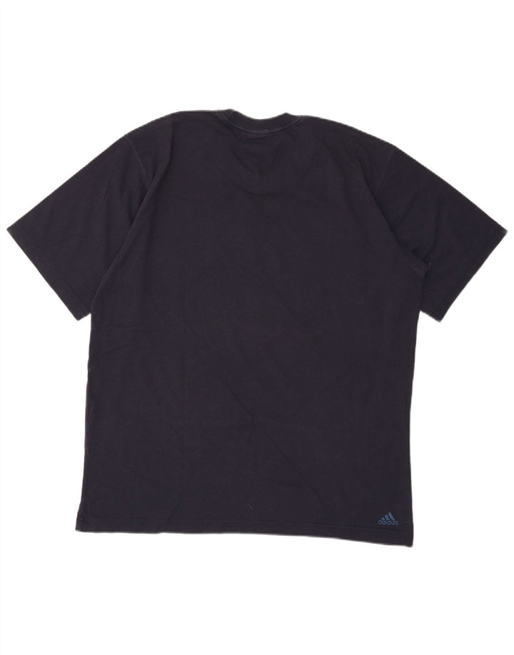 T-shirt grafica da uomo Adidas Top grande in cotone blu navy