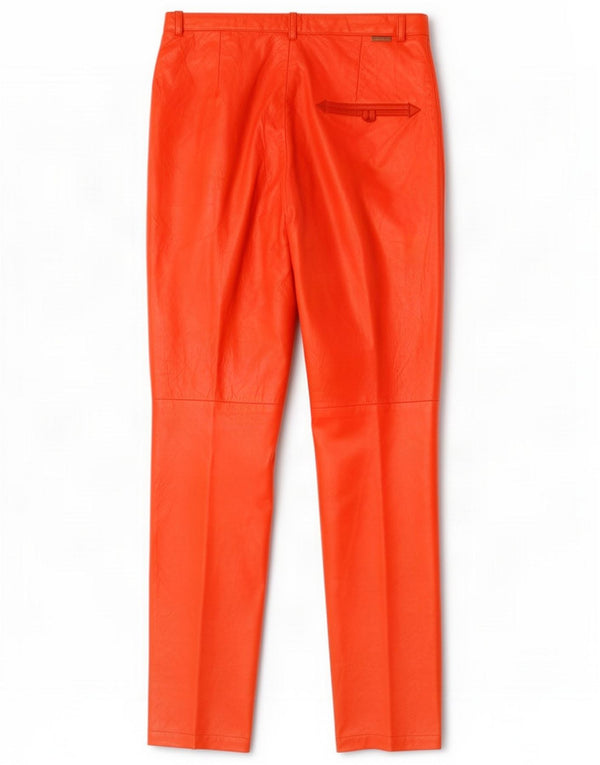 Pantaloni slim in pelle da donna vintage EU 40 Medio W30 L31 Rosso