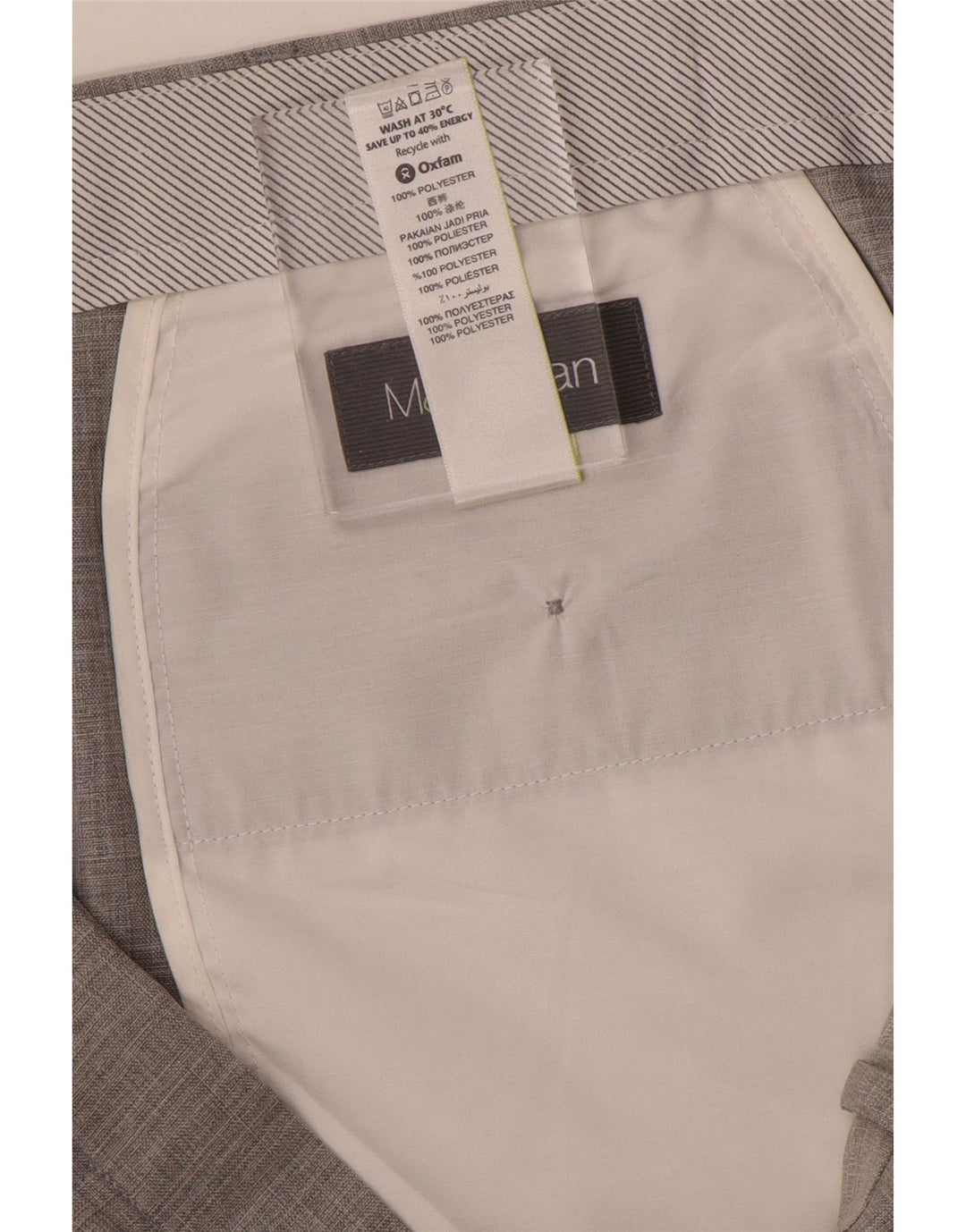 Pantaloni da abito dritti da uomo Marks & Spencer W42 L33 poliestere grigio