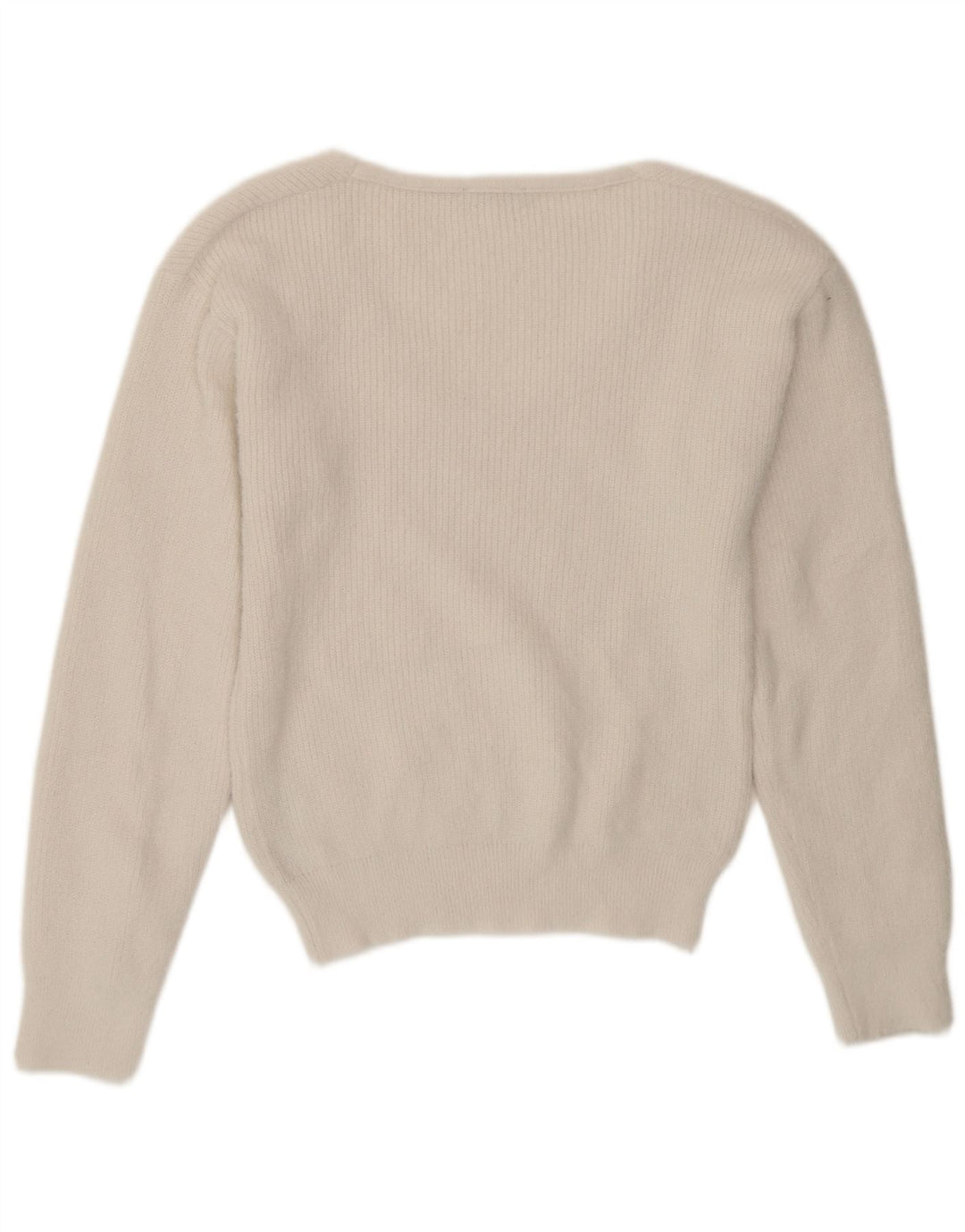 Maglione Zara da donna con scollo a V UK 10 piccolo poliestere bianco