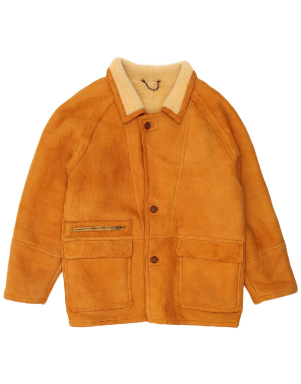 Giacca in shearling vintage da uomo IT 56 XL Shearling marrone