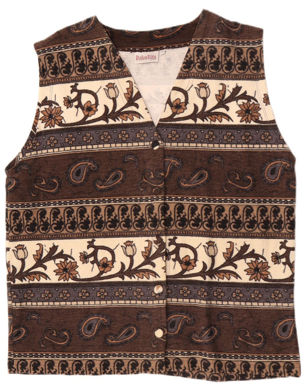 Gilet da donna Dolce Vita UK 16 grande cotone Paisley marrone