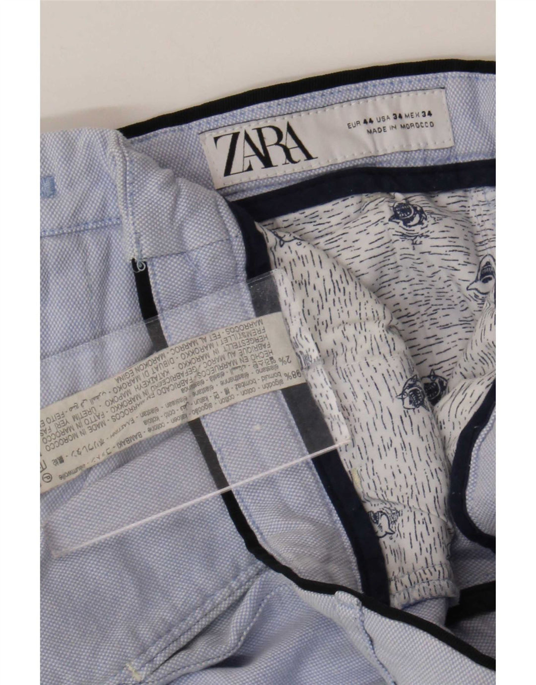 Pantaloncini chino da uomo Zara EU 44 Large W34 cotone blu