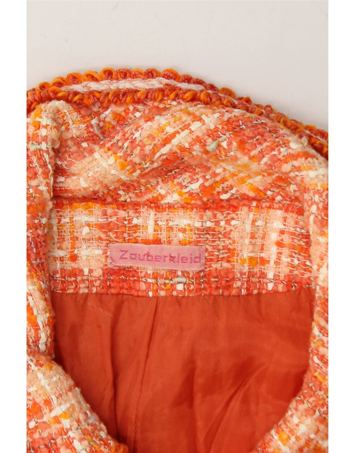 VINTAGE Womens 4 Button Blazer Jacket UK 14 Medium Orange Check Vintage Vintage and Second-Hand Vintage from Messina Hembry 