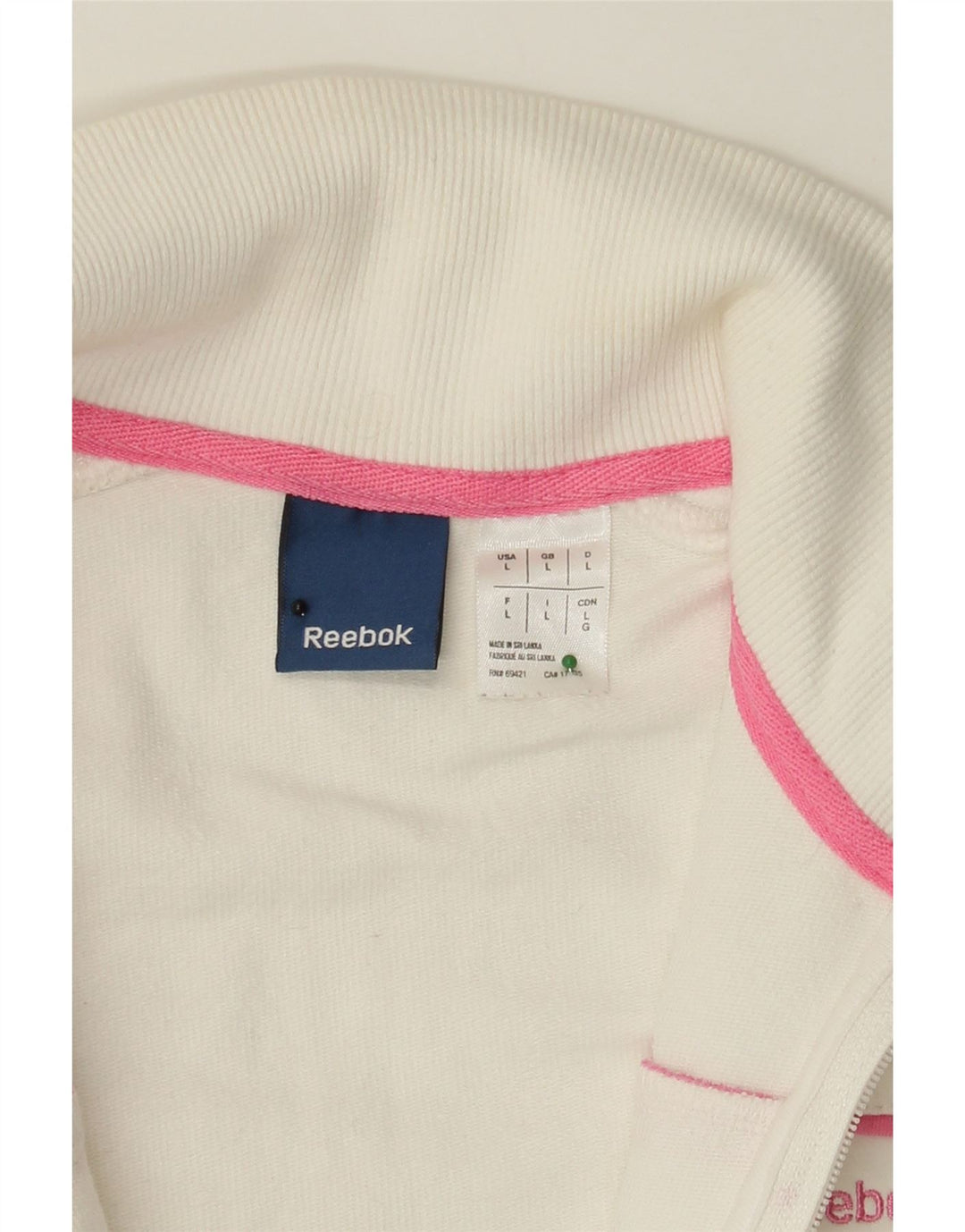 REEBOK Girls Tracksuit Top Jacket 13-14 Years Large White Cotton Vintage Reebok and Second-Hand Reebok from Messina Hembry 