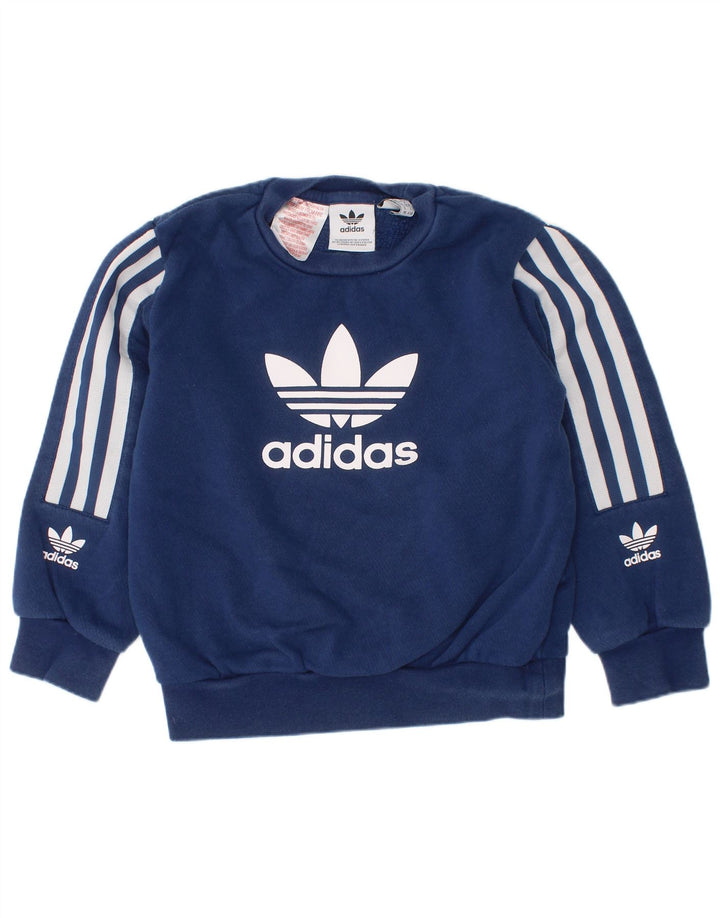 Felpa grafica Adidas da ragazzo, 4-5 anni, in cotone blu navy