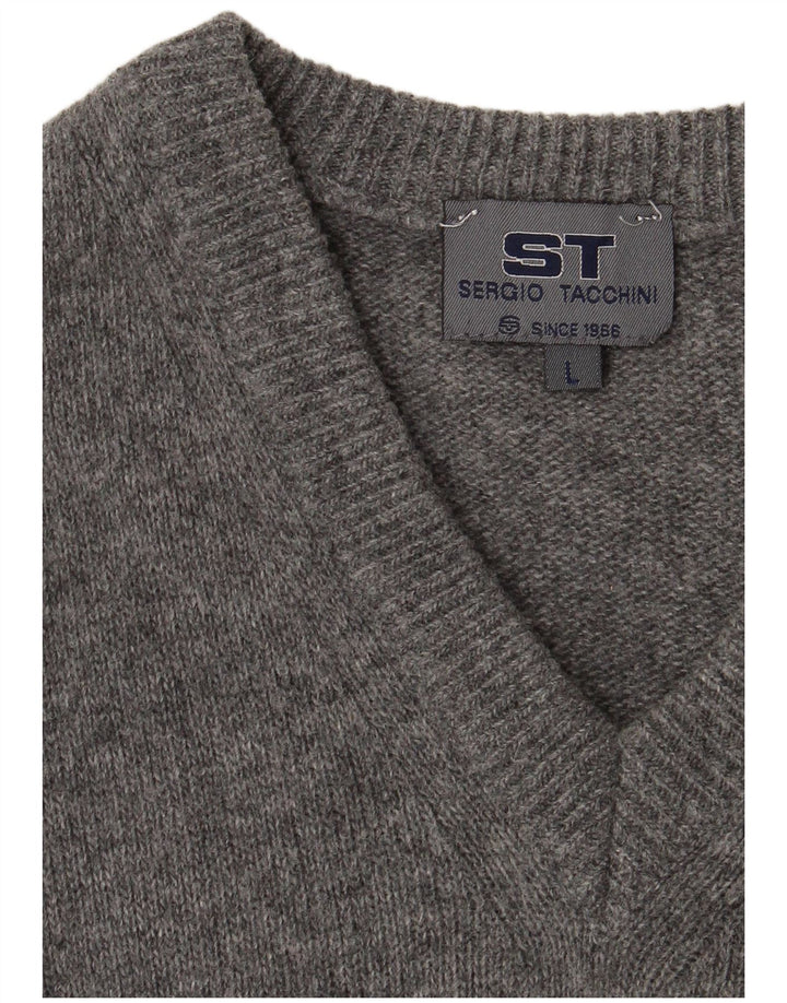 SERGIO TACCHINI Maglione da uomo con scollo a V grande grigio