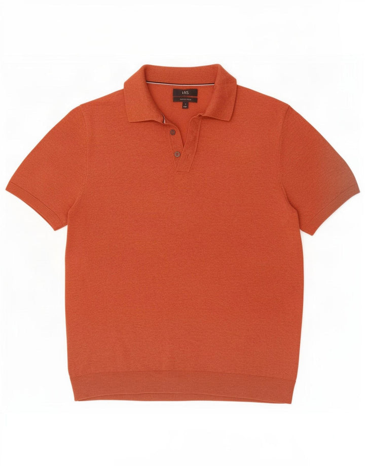Maglione da uomo Marks & Spencer a maniche corte con collo a polo, arancione medio
