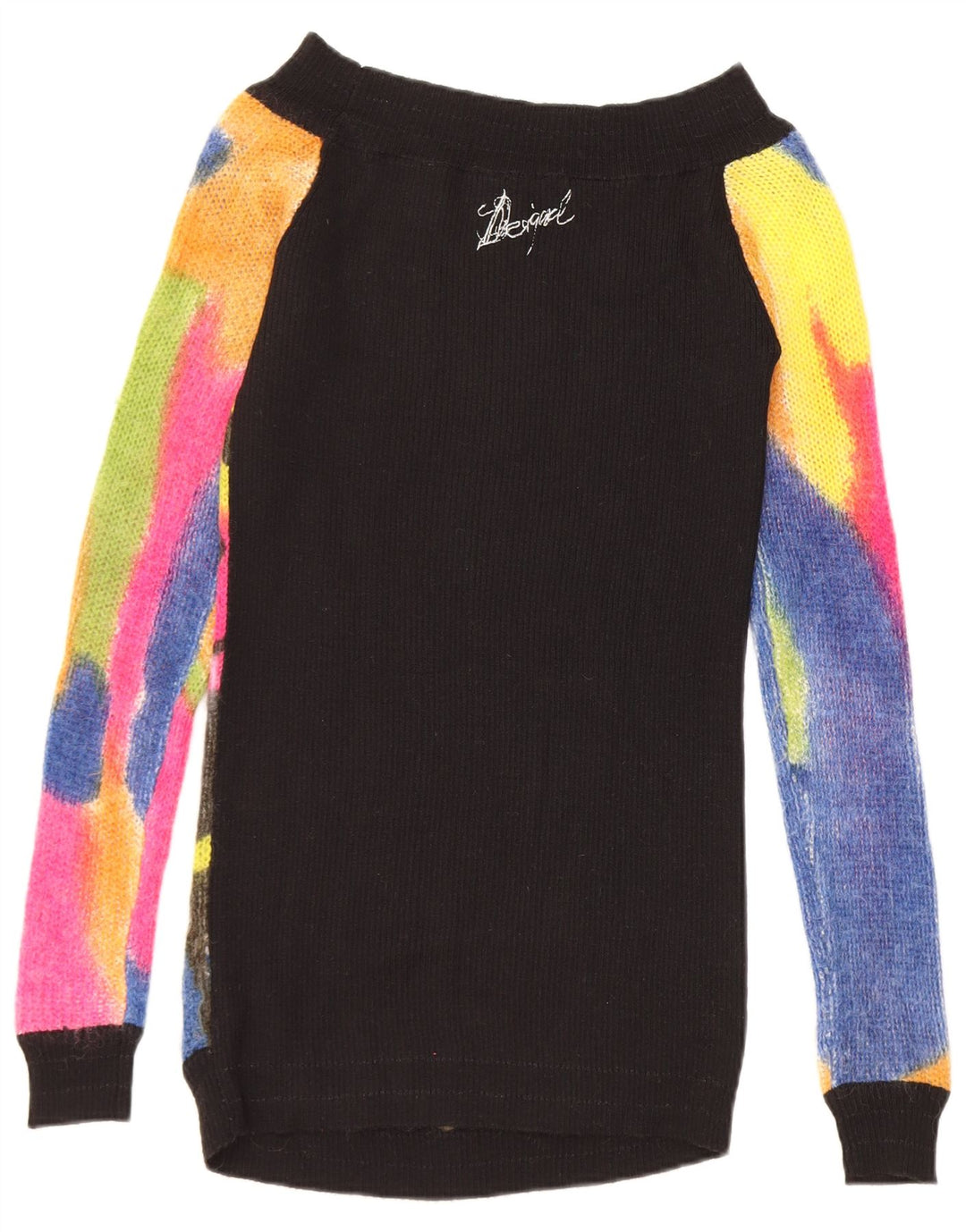 Desigual Donna Maglione con scollo a barchetta Maglione UK 12 Medio Multicolore