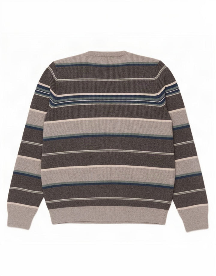 Maglione maglione girocollo da uomo Marks & Spencer grande poliestere a righe grigie