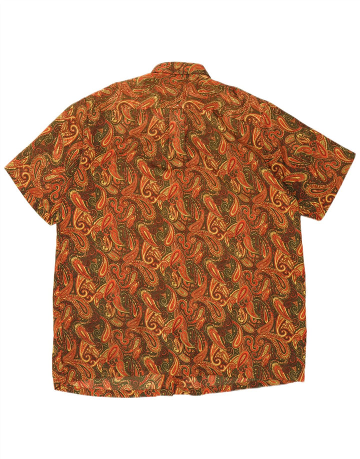 Camicia vintage da uomo a maniche corte XL multicolore con motivo cachemire