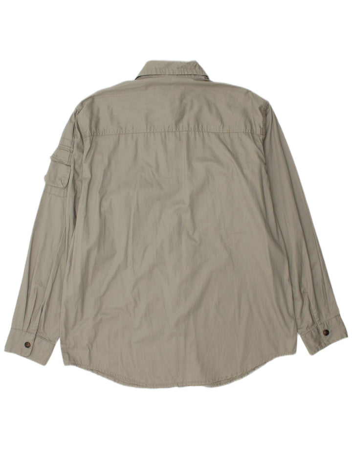 Camicia militare vintage da uomo grande in cotone kaki