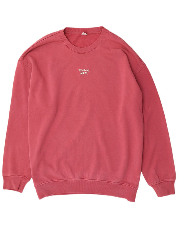 Felpa Reebok da uomo vestibilità ampia, maglione XL, cotone rosa