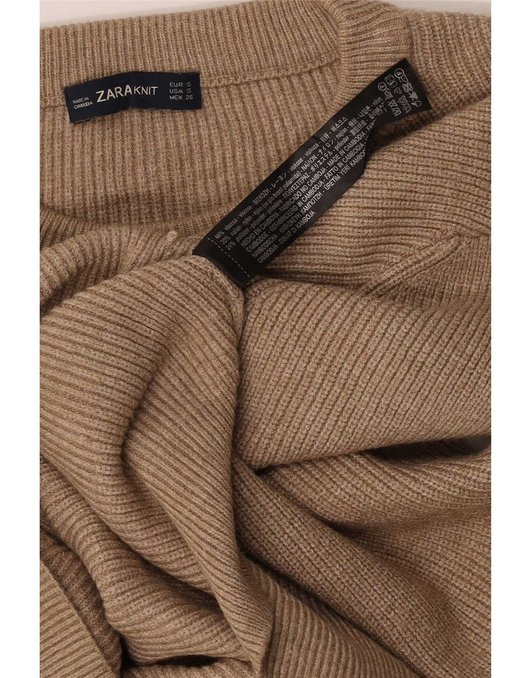 Maglione girocollo oversize corto da donna Zara UK 10 piccolo marrone