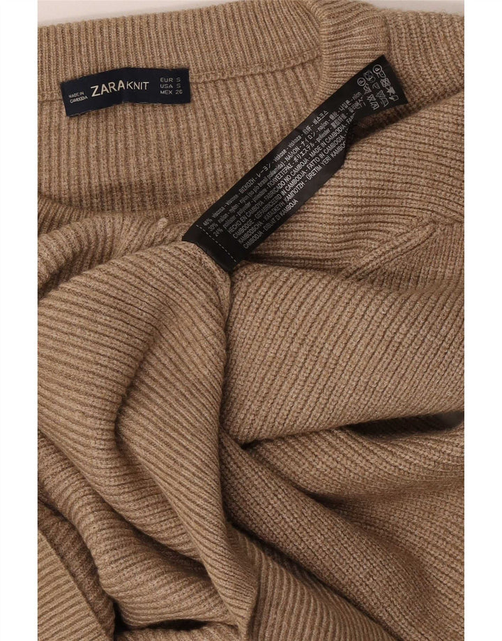 Maglione girocollo oversize corto da donna Zara UK 10 piccolo marrone